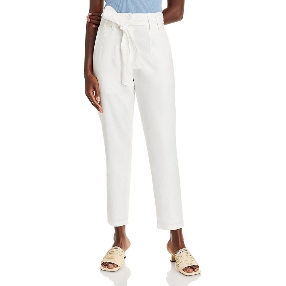 Aqua Womens Linen High-Rise Ankle Straight Leg Pants
